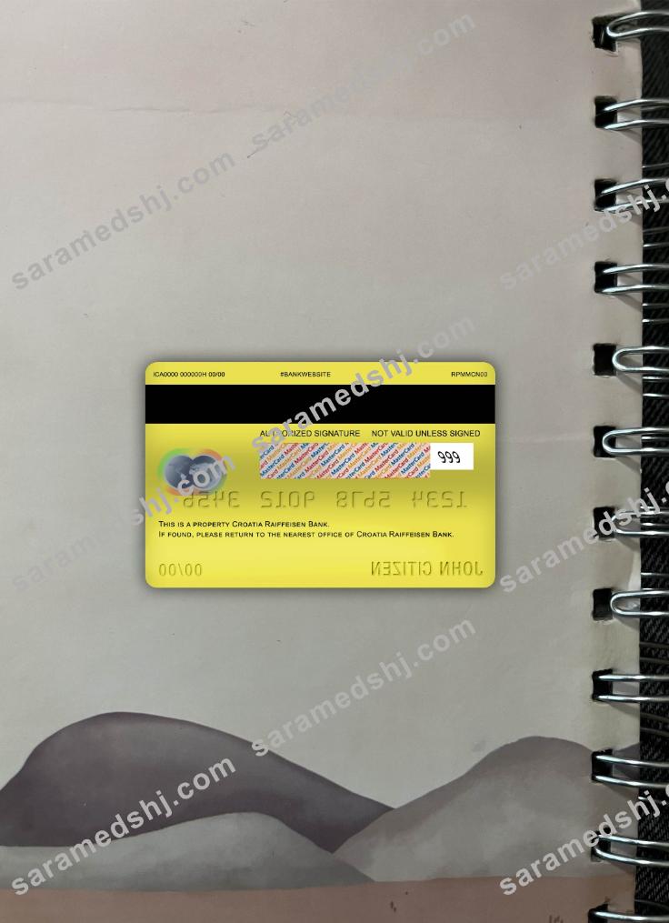 Croatia Raiffeisen bank master debit card photolook back